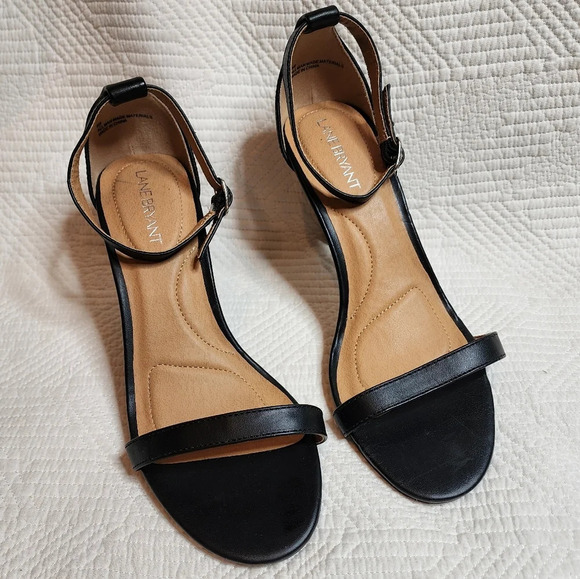 Lane Bryant 9W Black Ankle Strap Heels Sandals Size 9 Wide Width - Picture 11 of 16